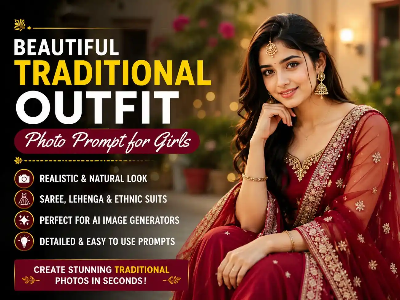 Beautiful Traditional Outfit Photo Prompt for Girls (2026)