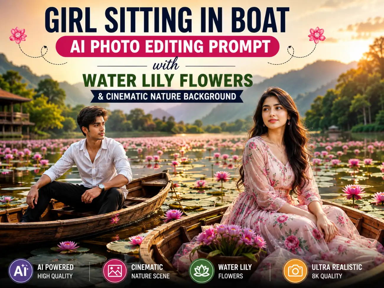 Girl Sitting in Boat AI Photo Editing Prompt